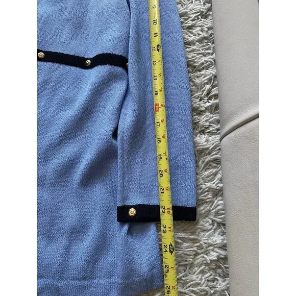 St. John Marie Gray Sweater Santana Knit 14 Blue Layering Wool Blend Duster